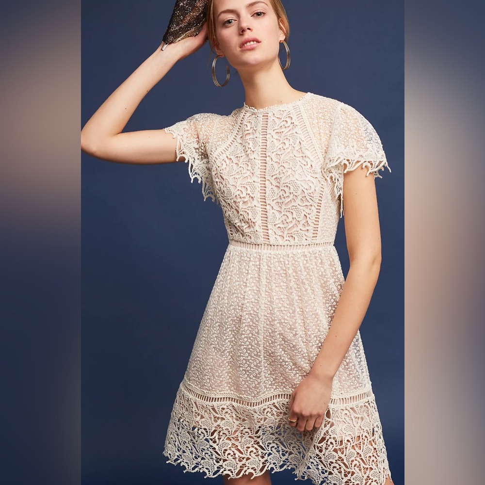 Anthropologie Rana Gill Larissa Lace Dress, Size 8